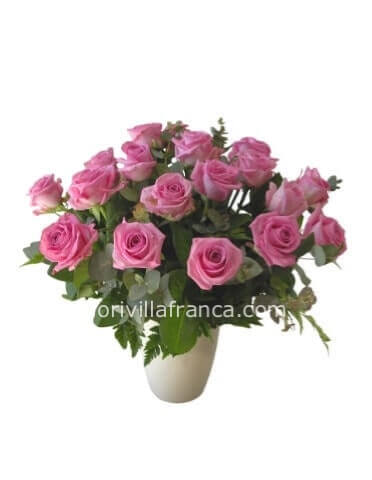 Bouquet di 7 rose rosa confezionato