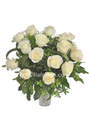 Bouquet di rose  bianche 50 cm